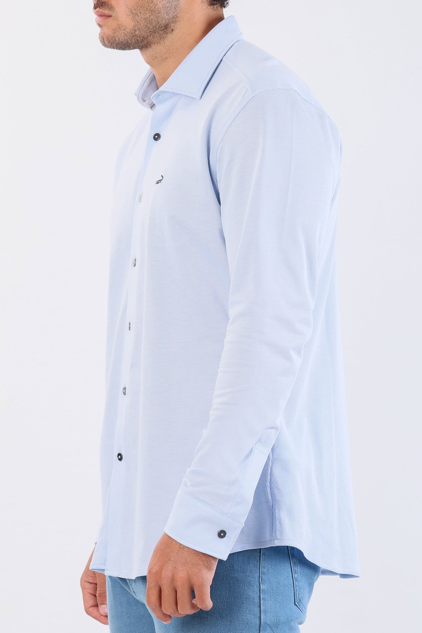 Crocodile Semi Casual Knit Slim Fit-Blue Bell