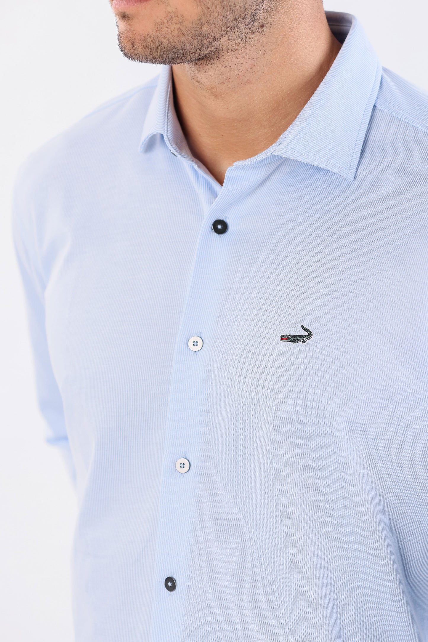 Crocodile Semi Casual Knit Slim Fit-Blue Bell