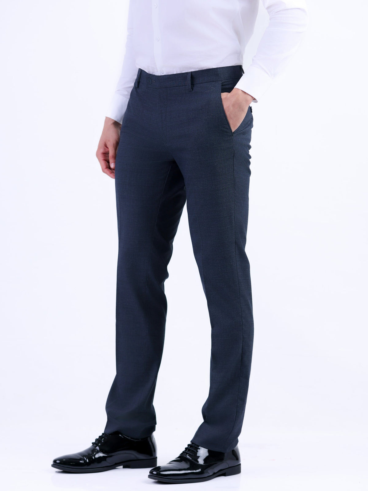 Formal Entry Micro Checks Slim Fit Trouser - Charcoal