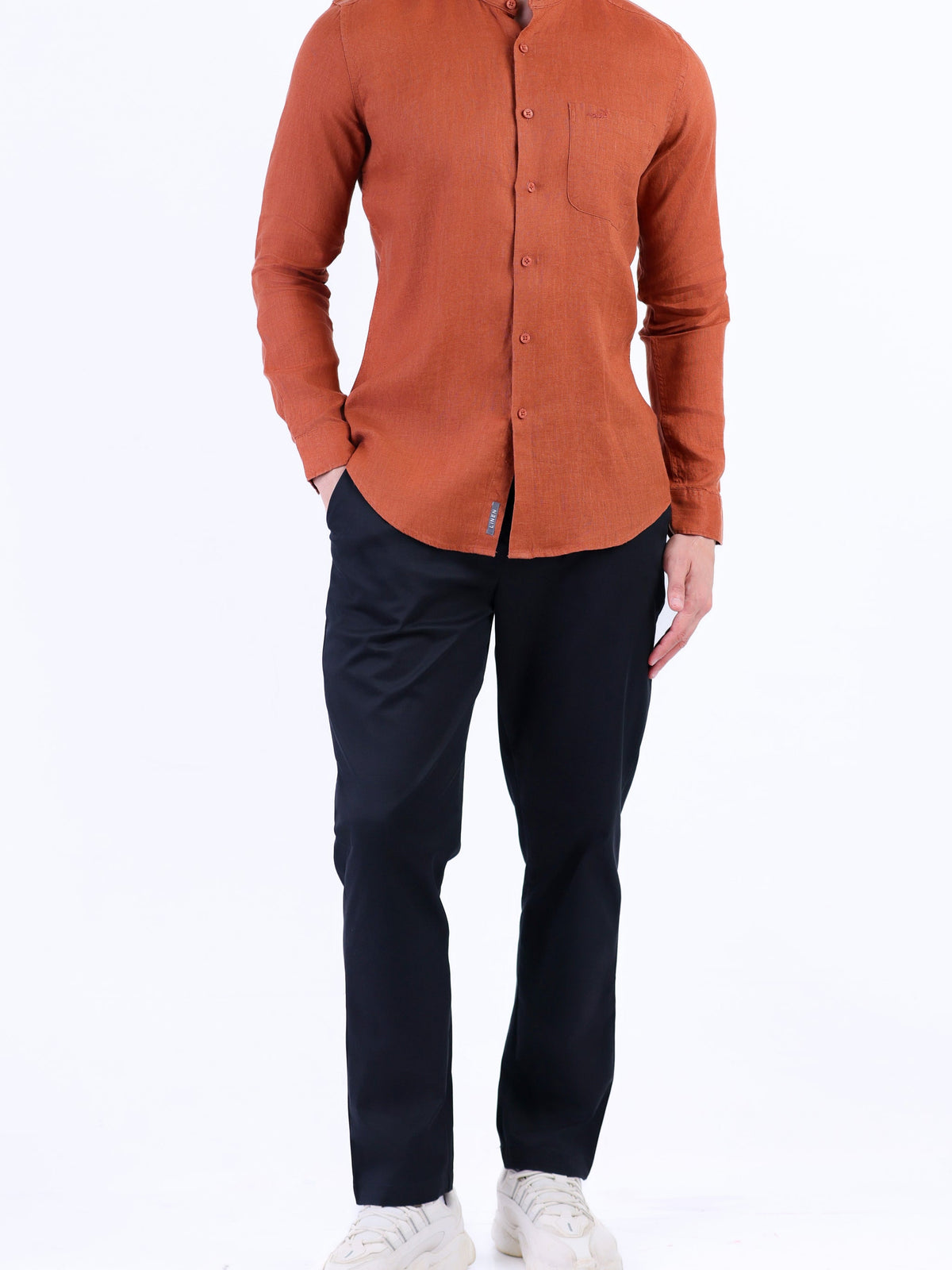 Linen Plain Slim Fit Shirt - Chocolate Truffel