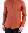 Linen Plain Slim Fit Shirt - Chocolate Truffel