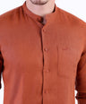 Linen Plain Slim Fit Shirt - Chocolate Truffel