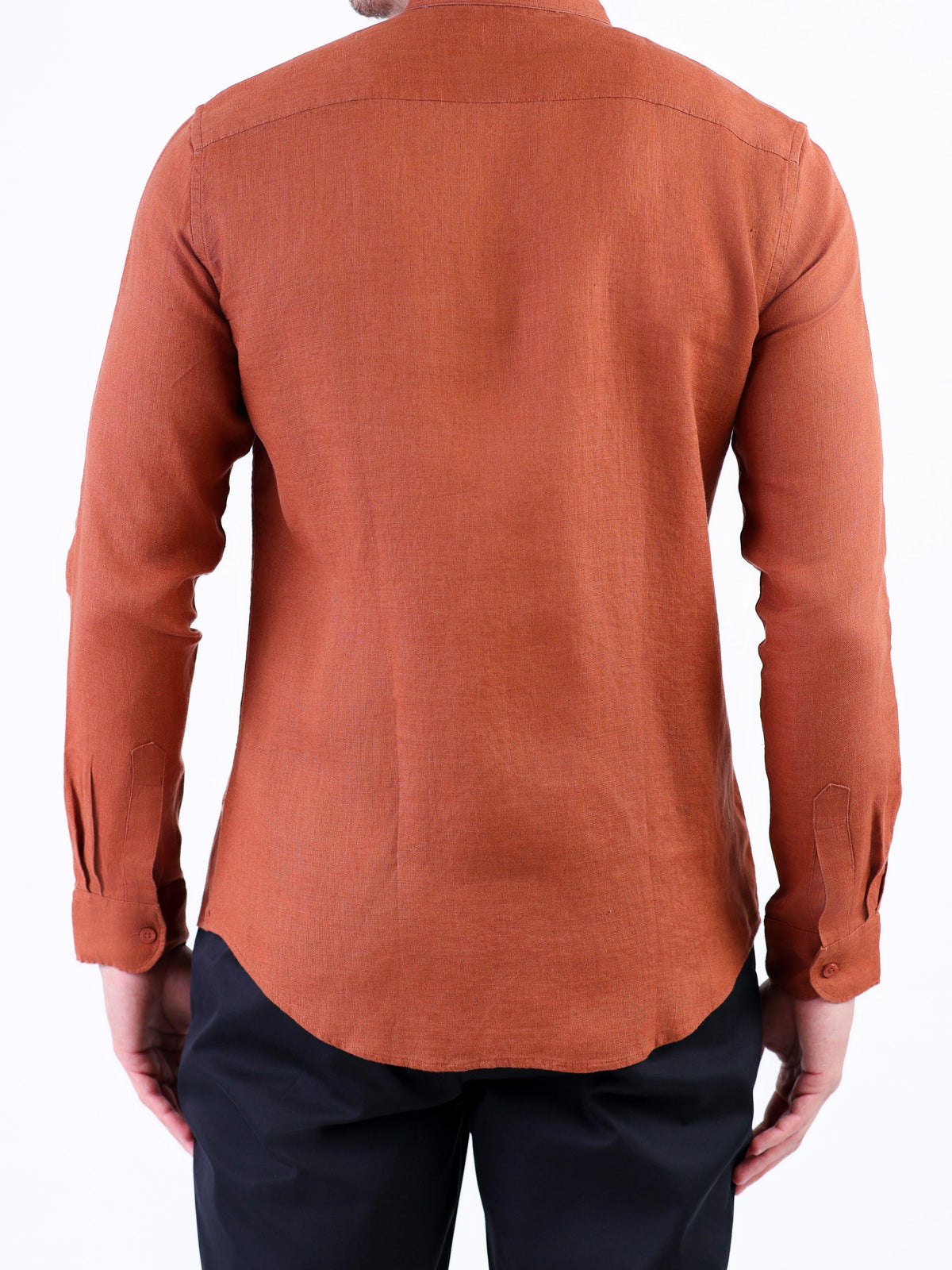 Linen Plain Slim Fit Shirt - Chocolate Truffel