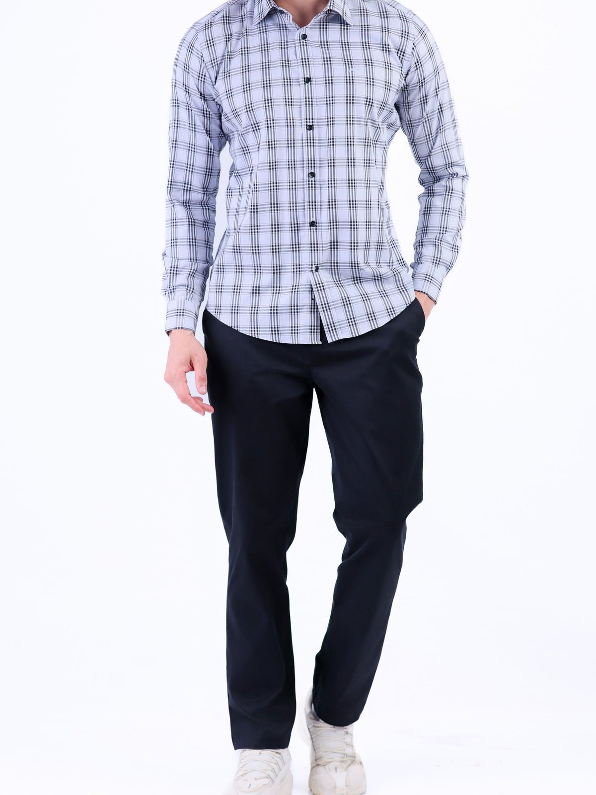 Semi Casual Stripe Slim Fit Shirt - Black