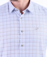 Semi Casual Checks Slim Fit Shirt - Cloud Burst