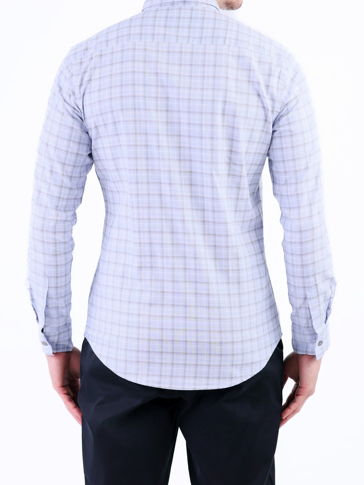 Semi Casual Checks Slim Fit Shirt - Cloud Burst