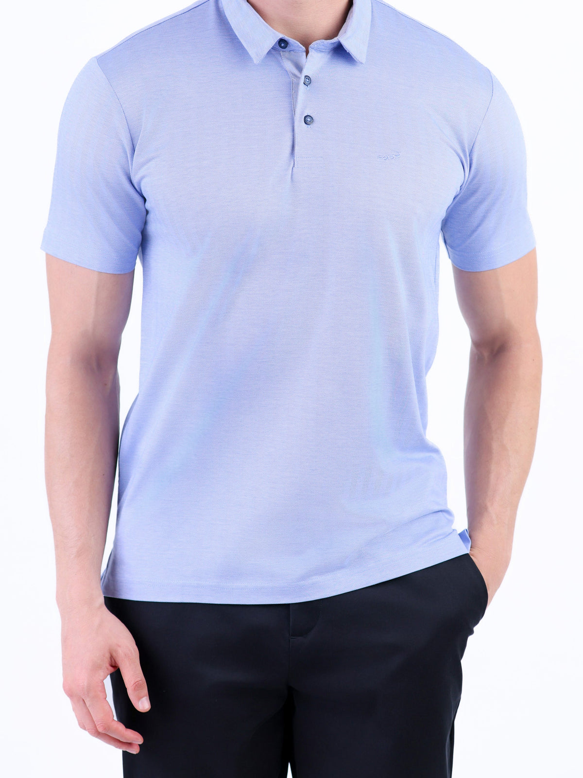 Crocodile Plain Slim Fit Polo - Sky Blue