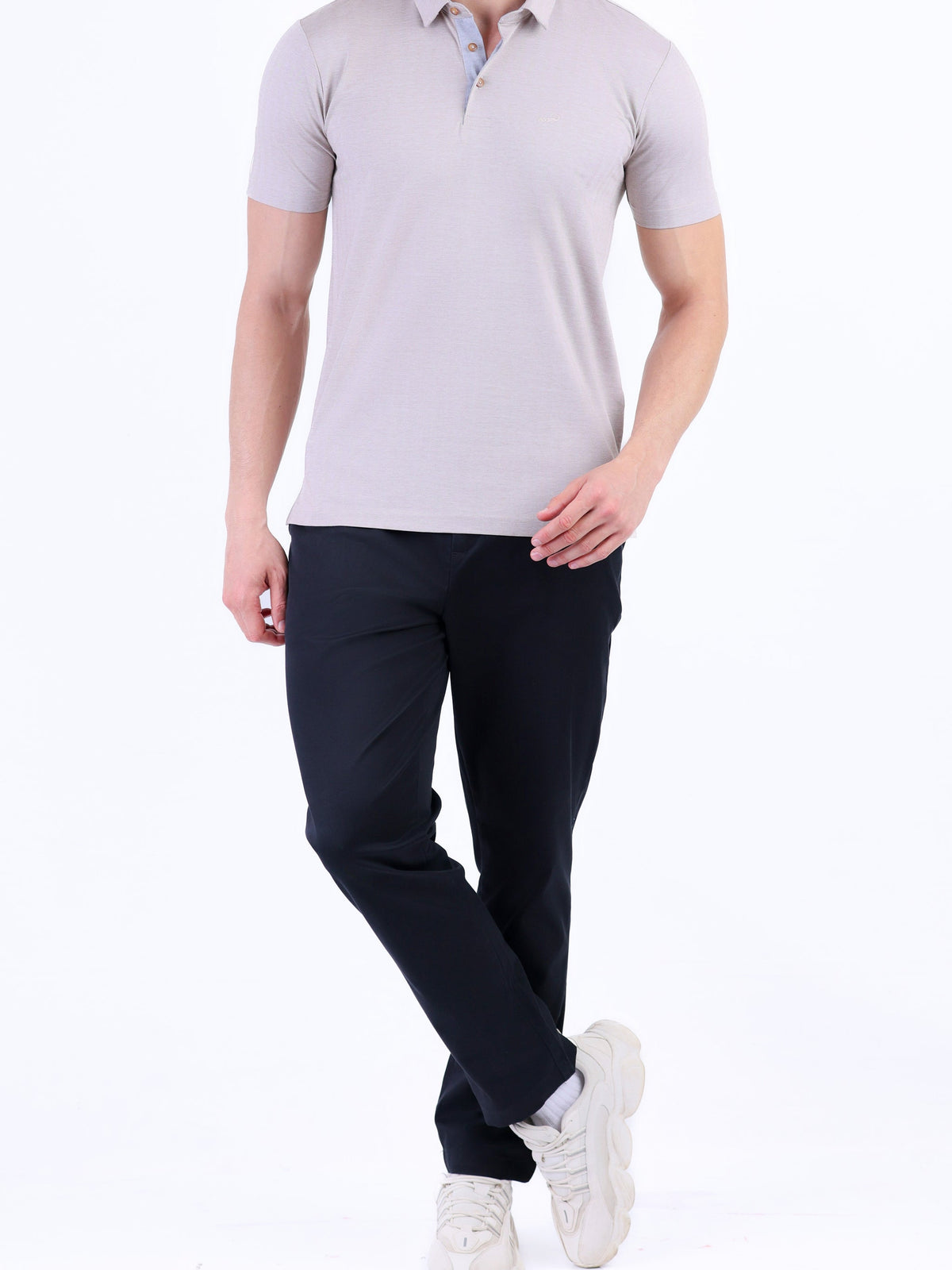 Crocodile Plain Slim Fit Polo - Cream