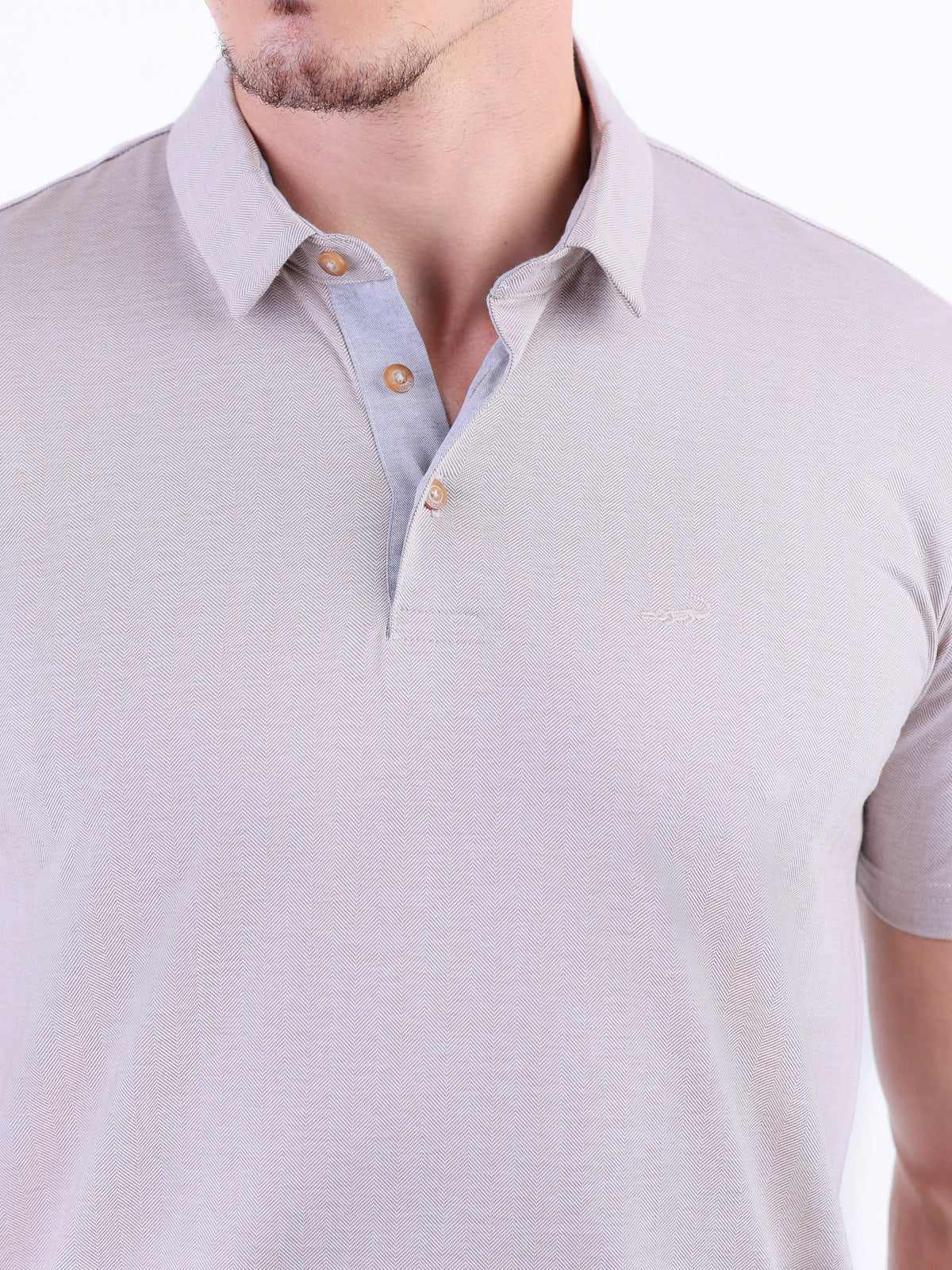 Crocodile Plain Slim Fit Polo - Cream