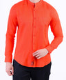 Linen Plain Slim Fit Shirt - Tango Red