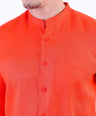 Linen Plain Slim Fit Shirt - Tango Red