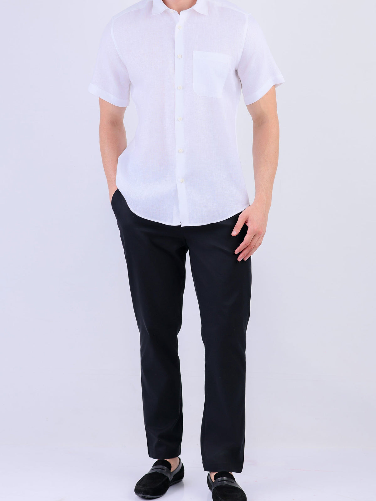 Casual Linen Looks Slim Fit Shirt - White
