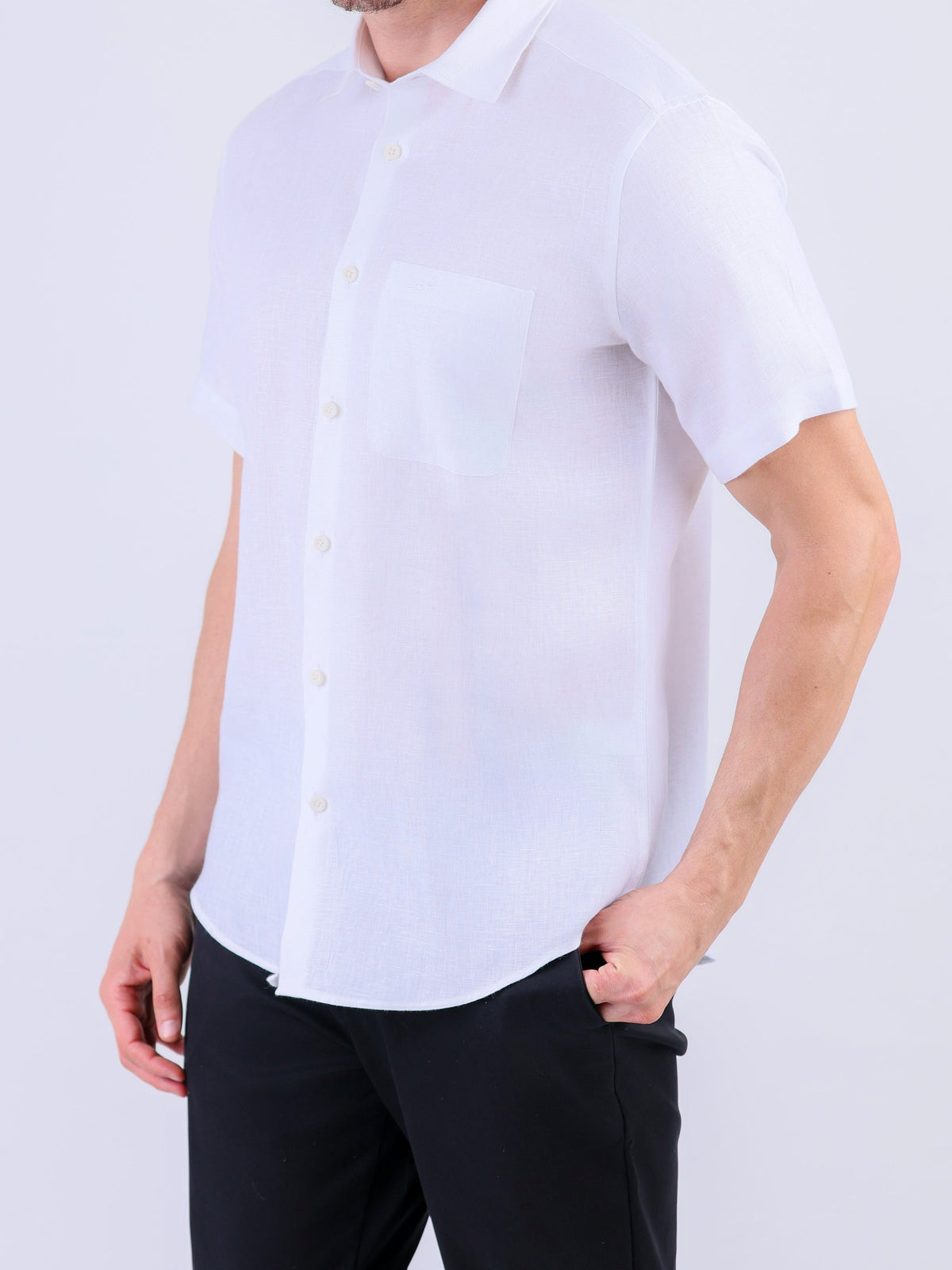 Casual Linen Looks Slim Fit Shirt - White
