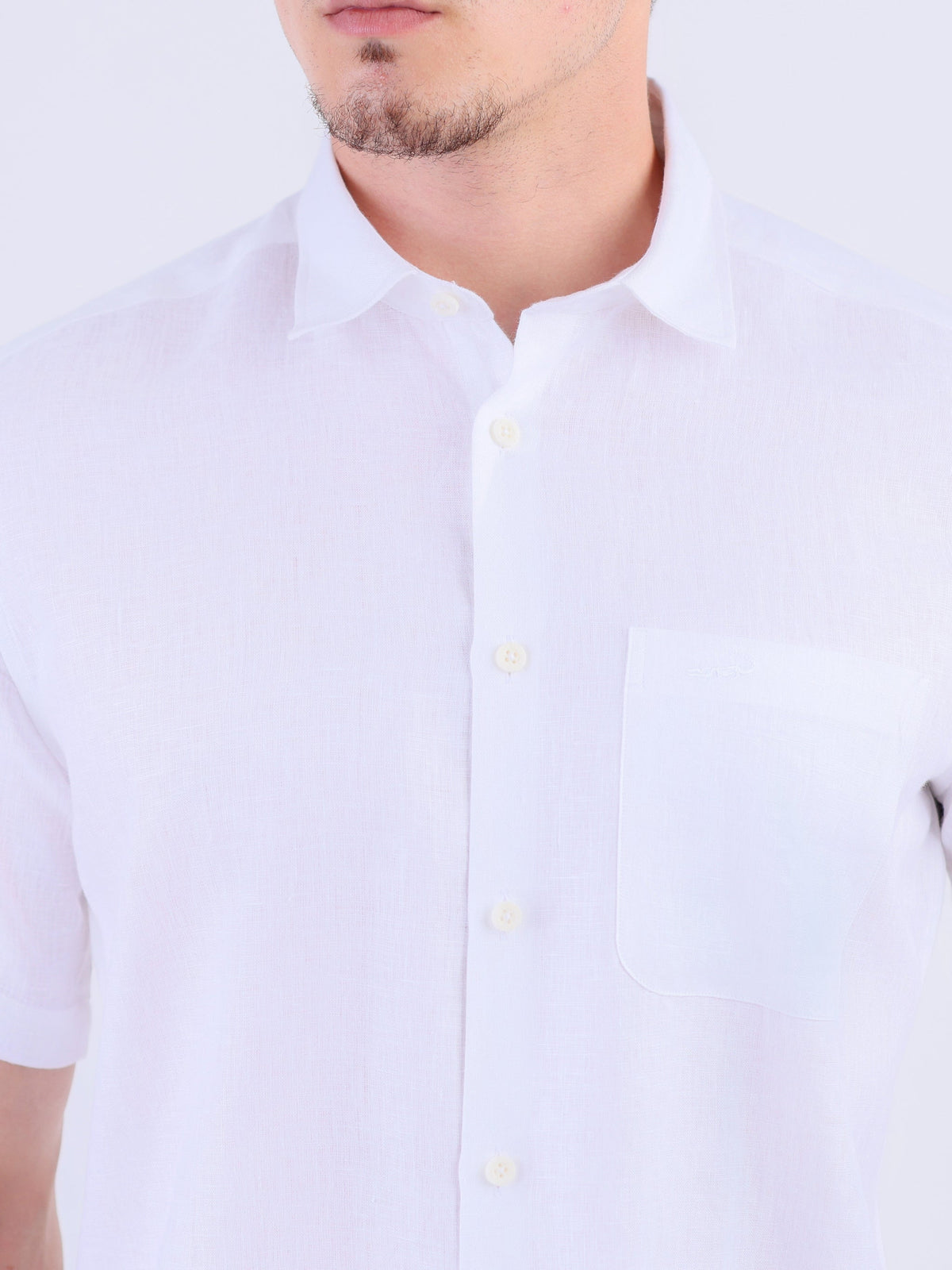 Casual Linen Looks Slim Fit Shirt - White