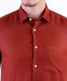 Casual Linen Looks Slim Fit Shirt - Brown Tane