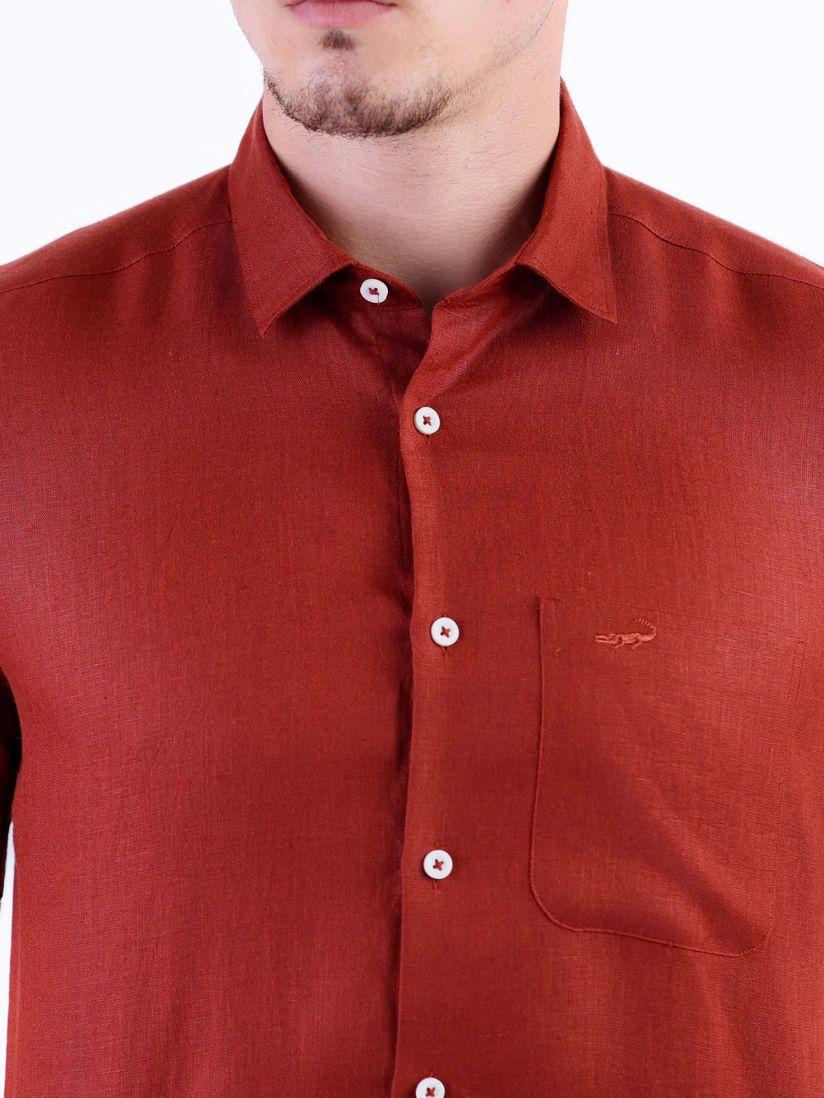 Casual Linen Looks Slim Fit Shirt - Brown Tane