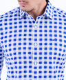Semi Casual Micro Checks Slim Fit Shirt - Baby Blue