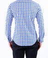 Semi Casual Micro Checks Slim Fit Shirt - Baby Blue