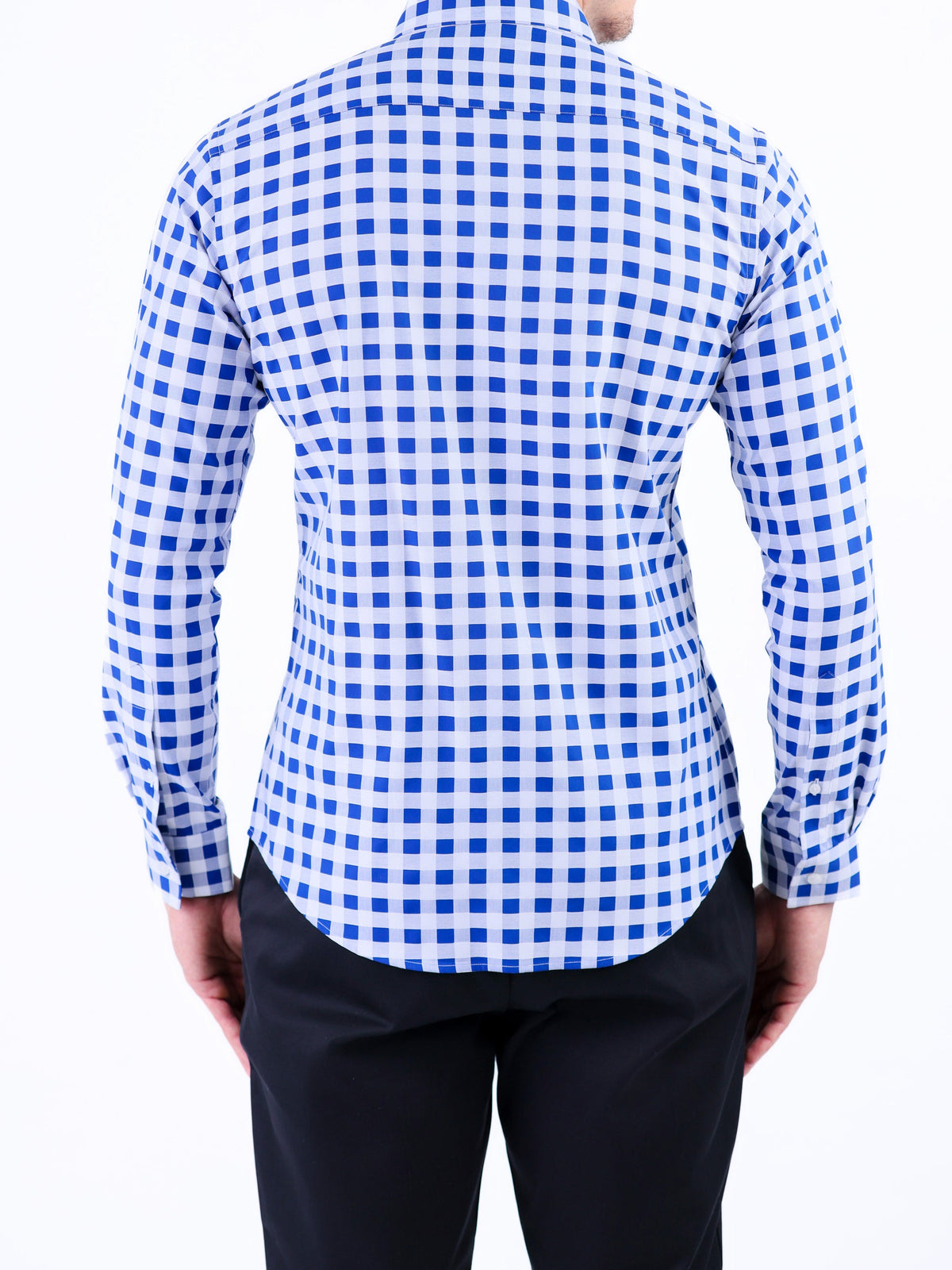 Semi Casual Micro Checks Slim Fit Shirt - Baby Blue