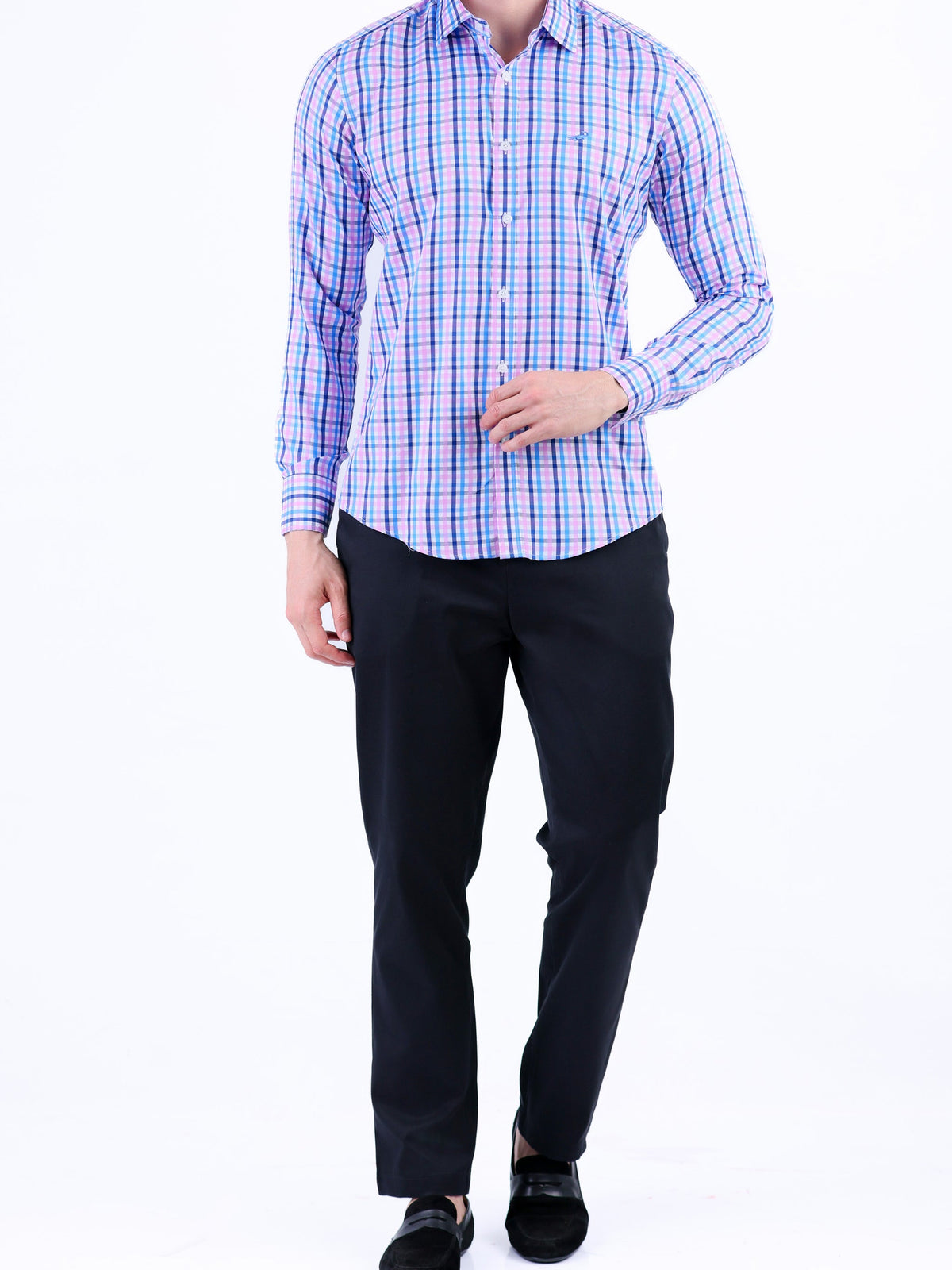 Semi Casual Checks Slim Fit Shirt - Rose Pink