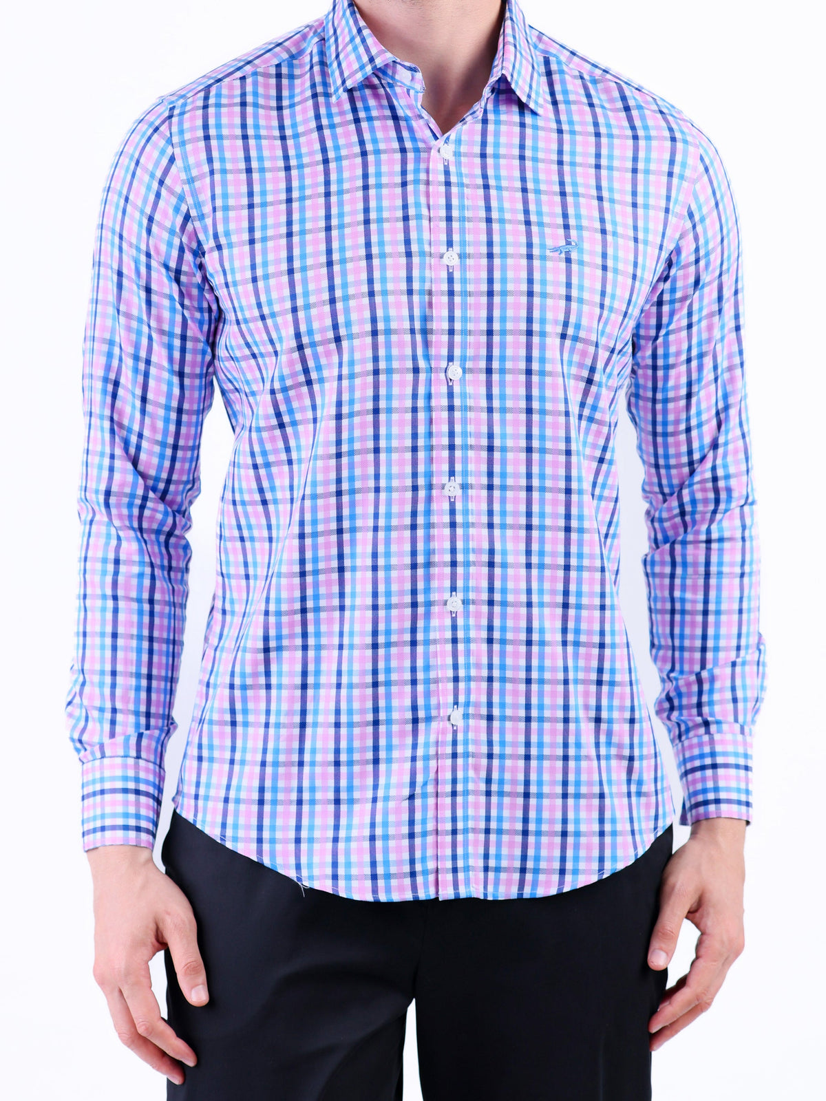 Semi Casual Checks Slim Fit Shirt - Rose Pink