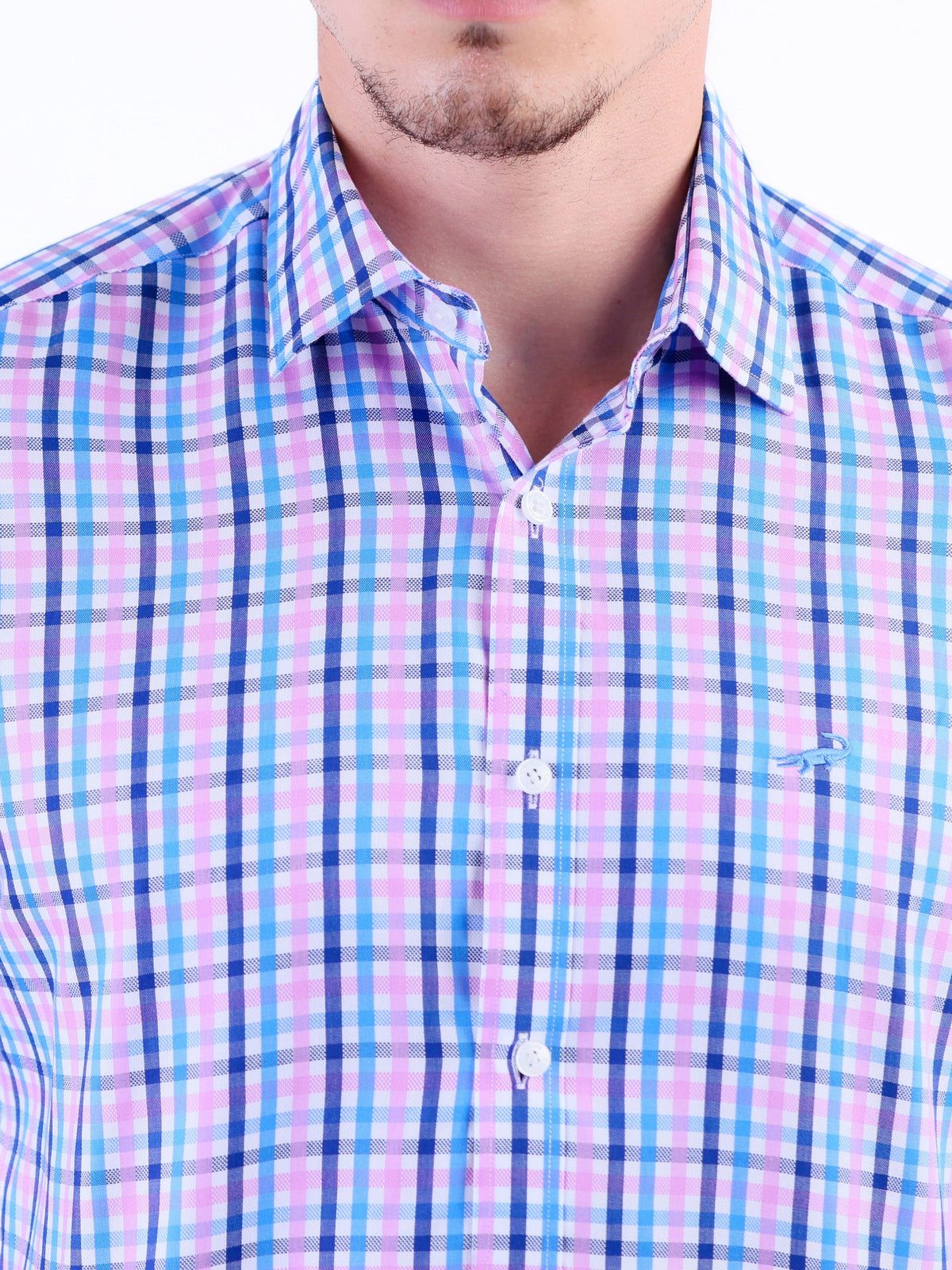 Semi Casual Checks Slim Fit Shirt - Rose Pink