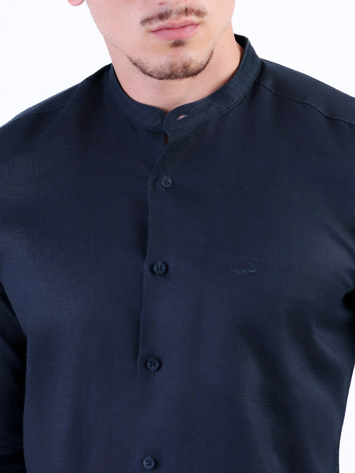 Linen Plain Slim Fit Shirt - Black