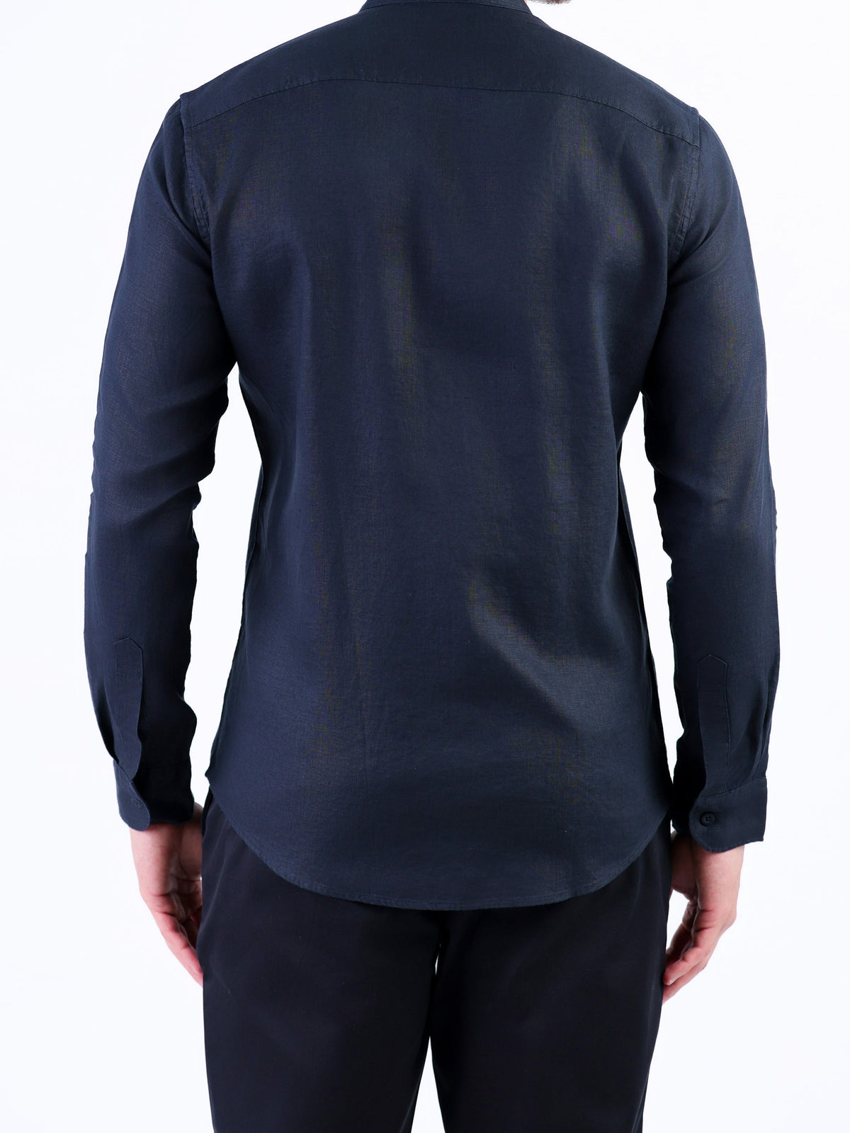 Linen Plain Slim Fit Shirt - Black