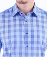 Semi Casual Stripe Slim Fit Shirt - Victoria Blue