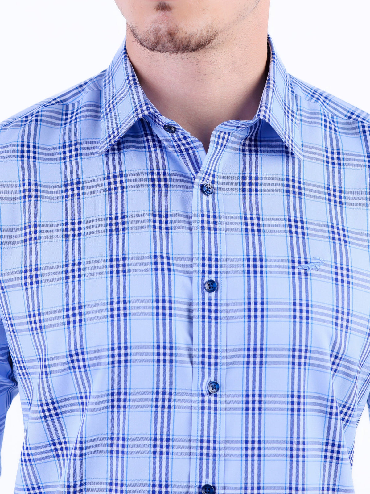 Semi Casual Stripe Slim Fit Shirt - Victoria Blue