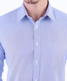 Semi Casual Stripe Slim Fit Shirt - Blue Faience