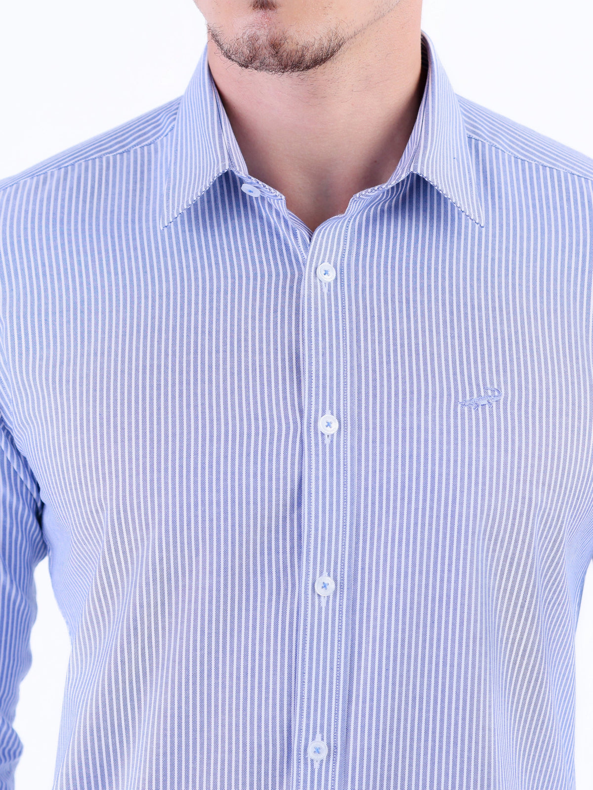 Semi Casual Stripe Slim Fit Shirt - Blue Faience