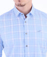 Semi Casual Checks Slim Fit Shirt - Baby Blue