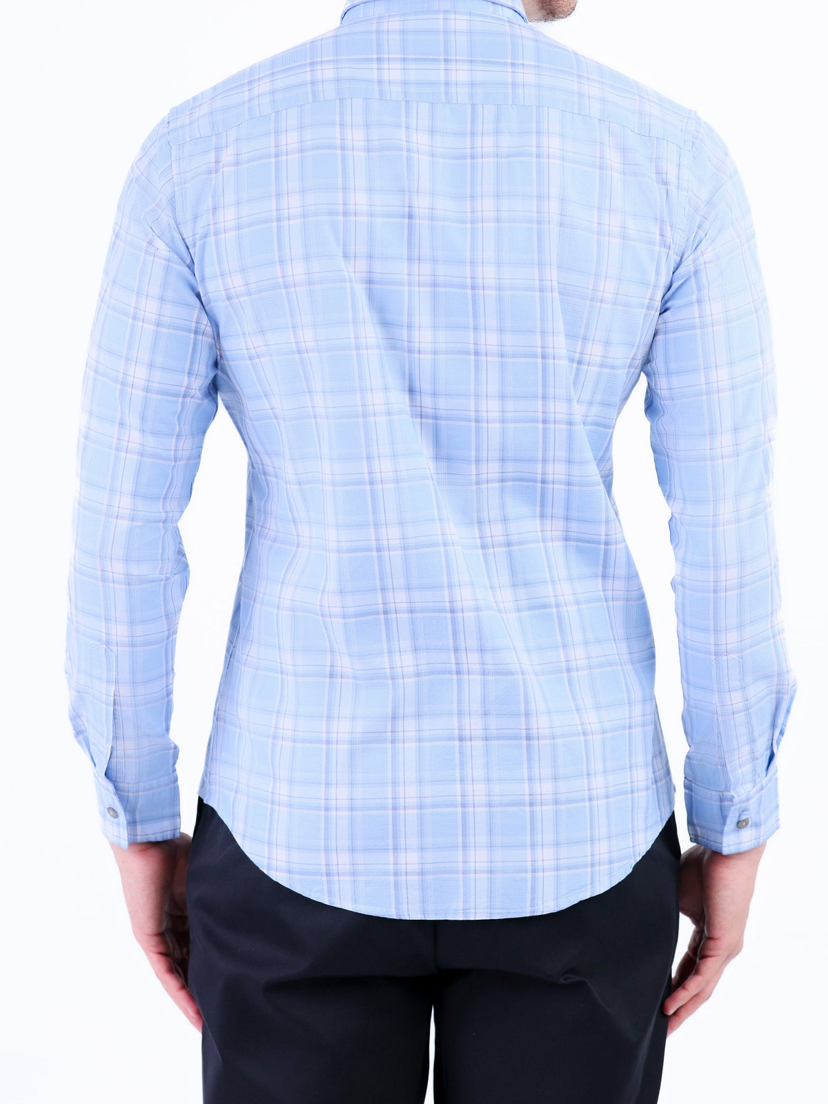 Semi Casual Checks Slim Fit Shirt - Baby Blue