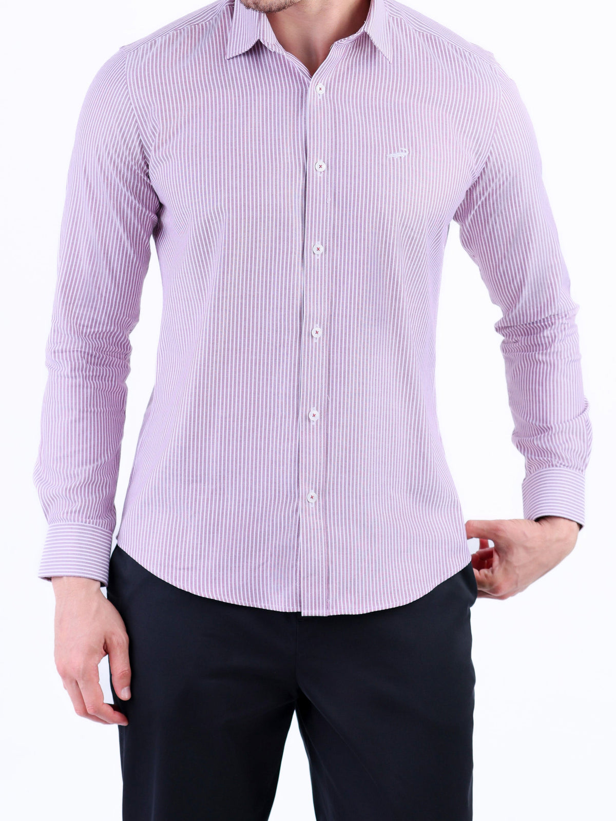 Semi Casual Stripe Slim Fit Shirt - Brown