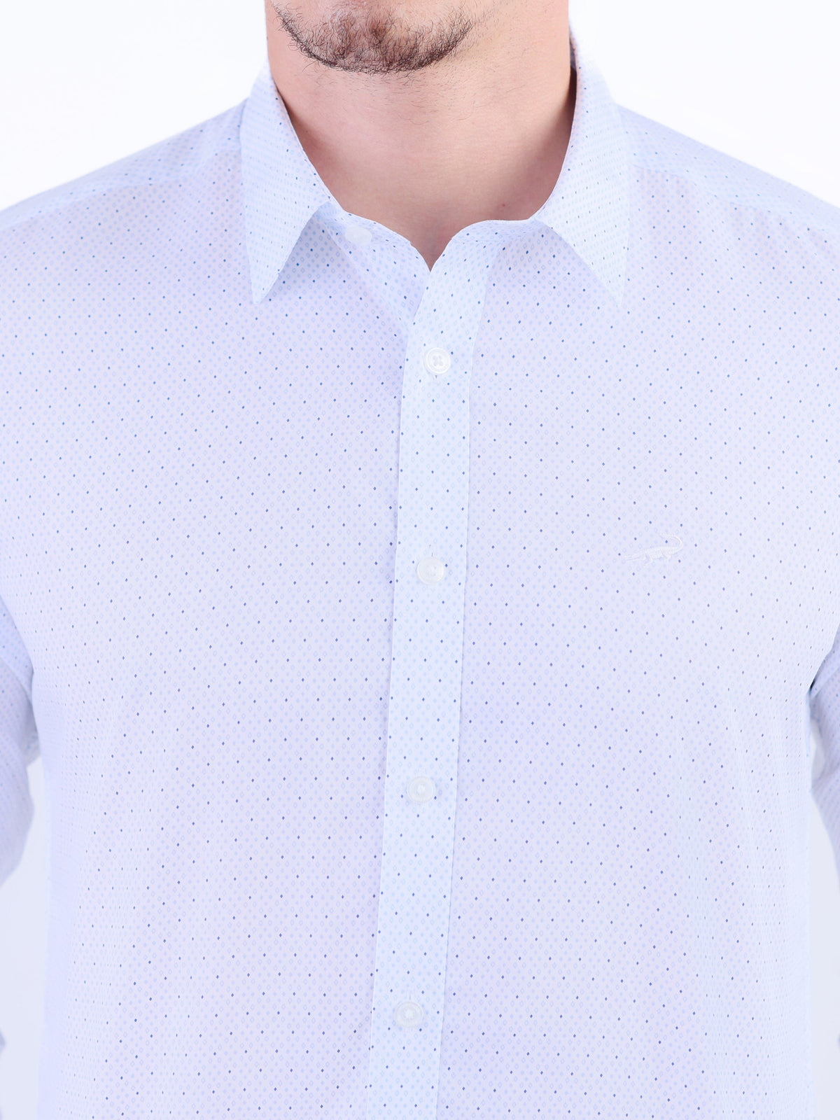 Semi Casual Printed Slim Fit Shirt - Navy