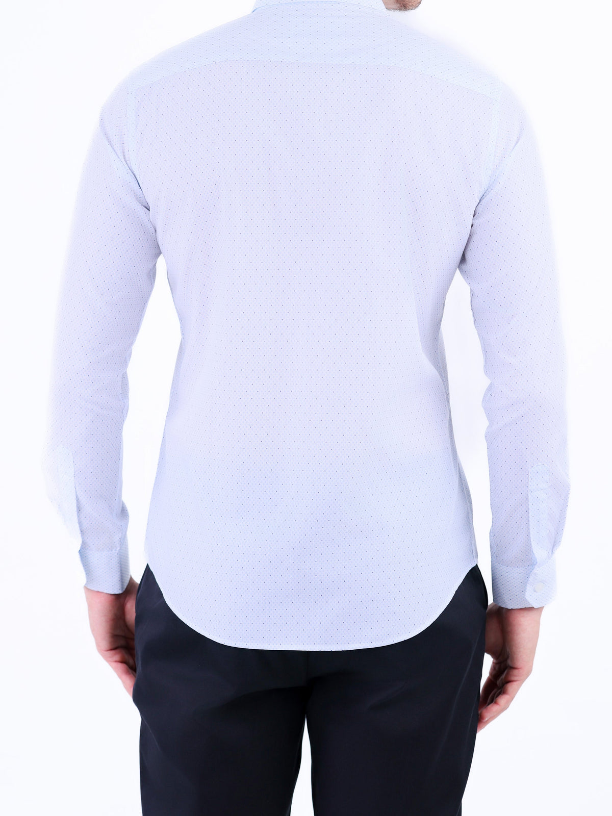 Semi Casual Printed Slim Fit Shirt - Navy