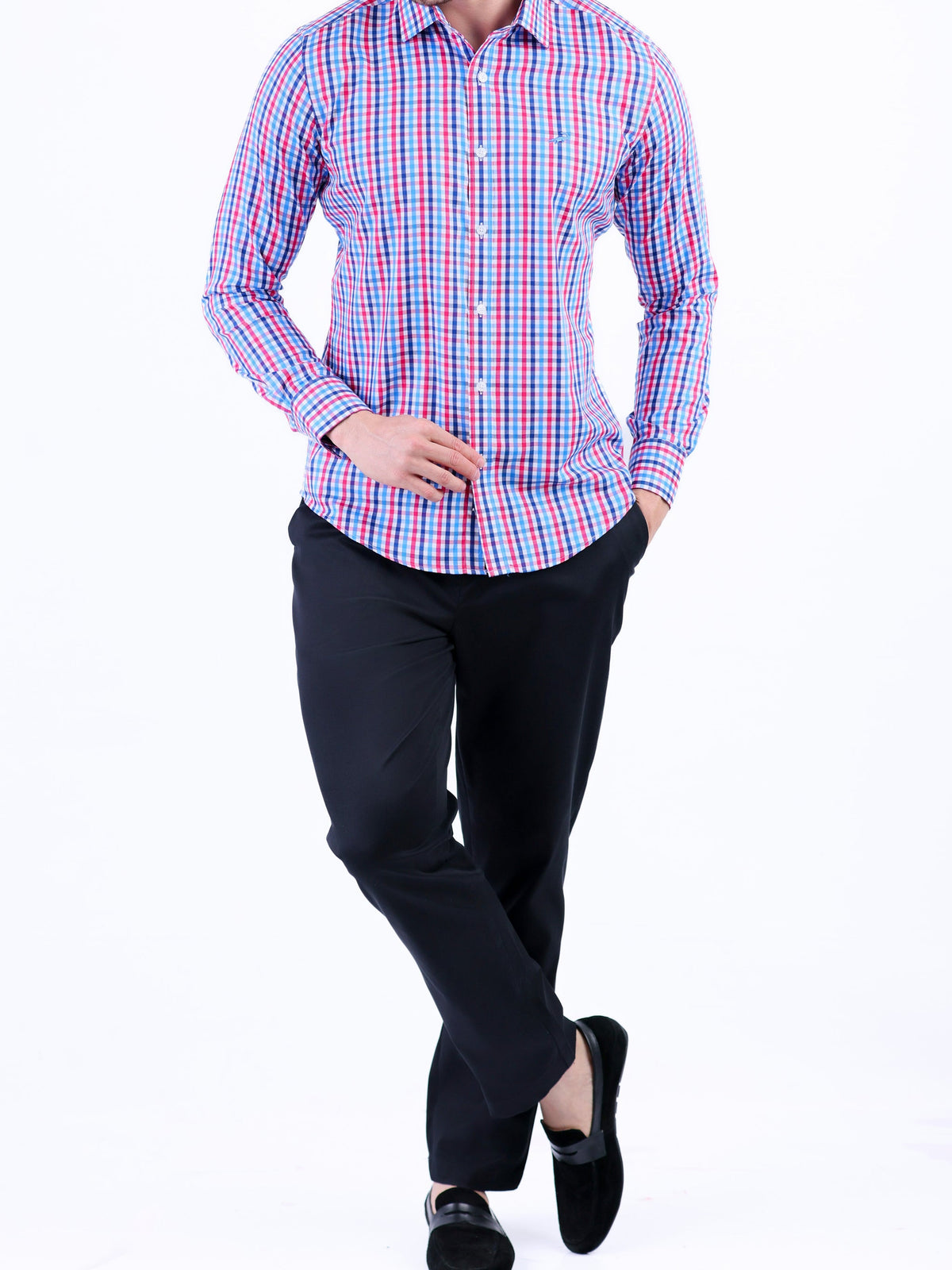 Semi Casual Checks Slim Fit Shirt - Oxblood Red