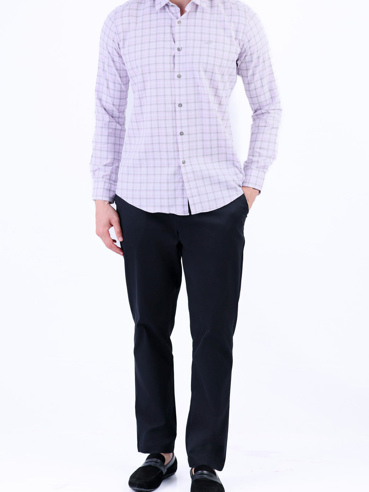 Semi Casual Checks Slim Fit Shirt - Medium Violet