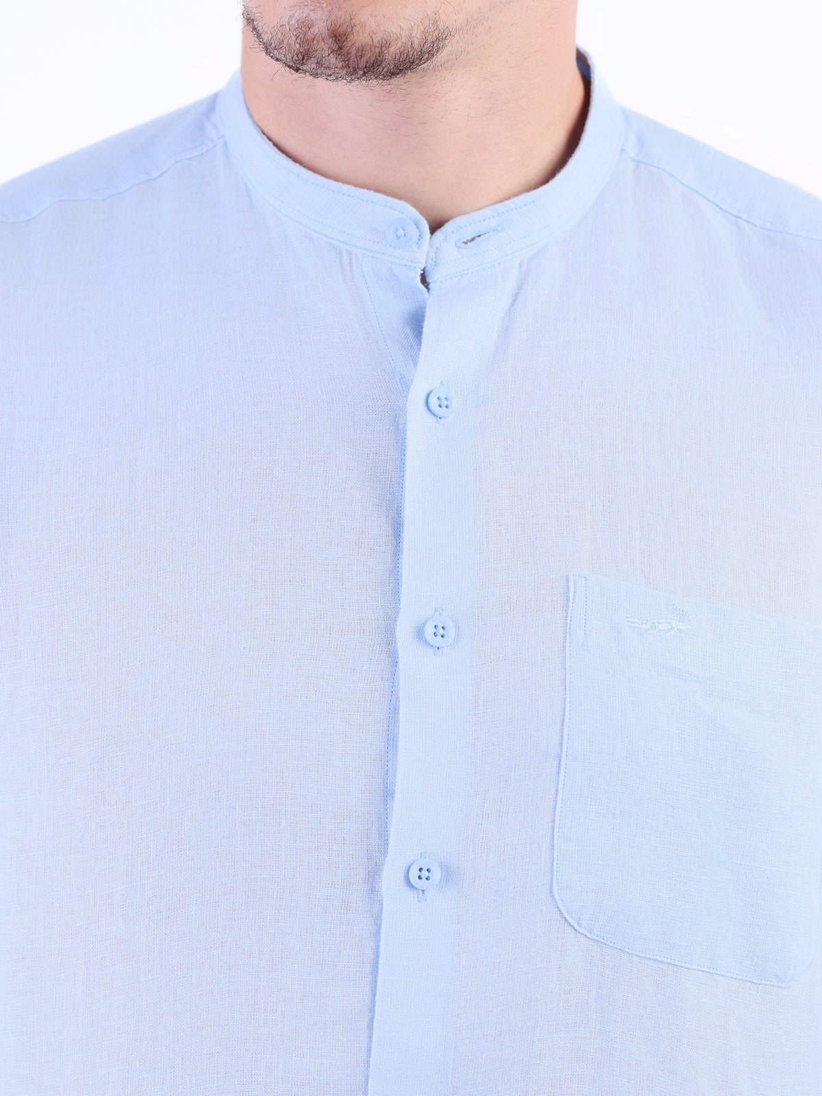 Linen Plain Slim Fit Shirt - Cashmere Blue