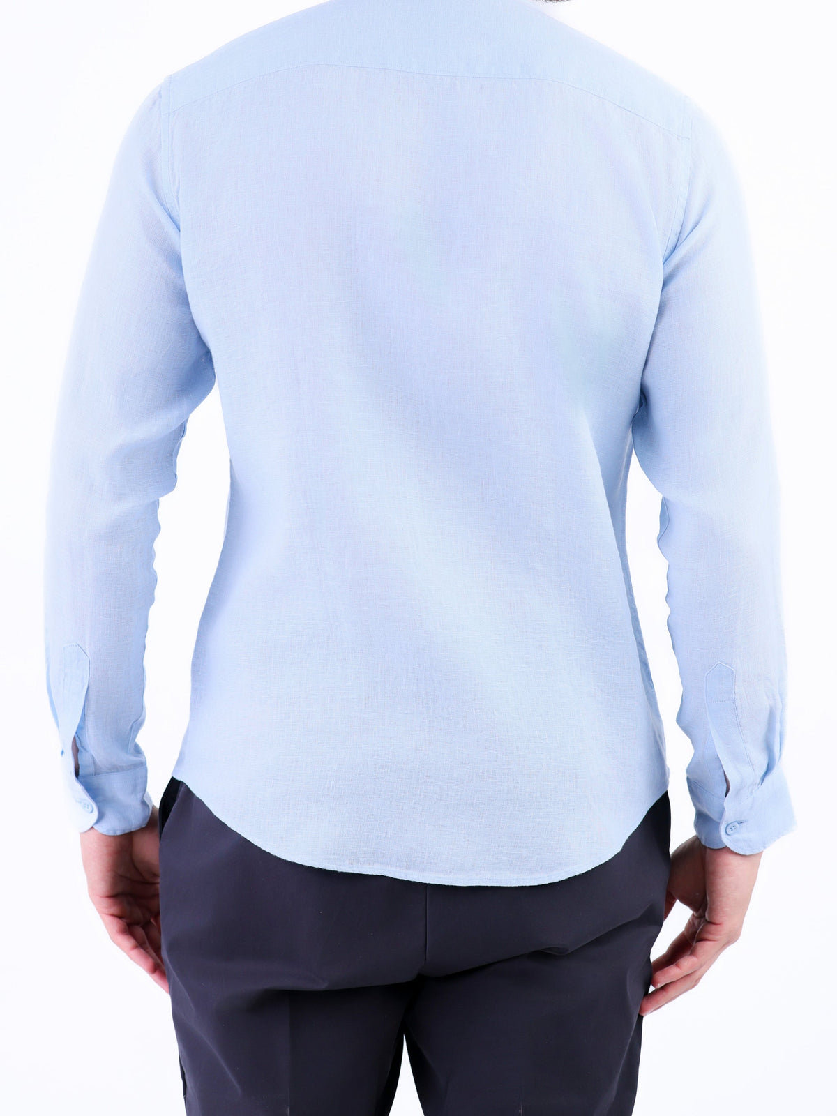 Linen Plain Slim Fit Shirt - Cashmere Blue