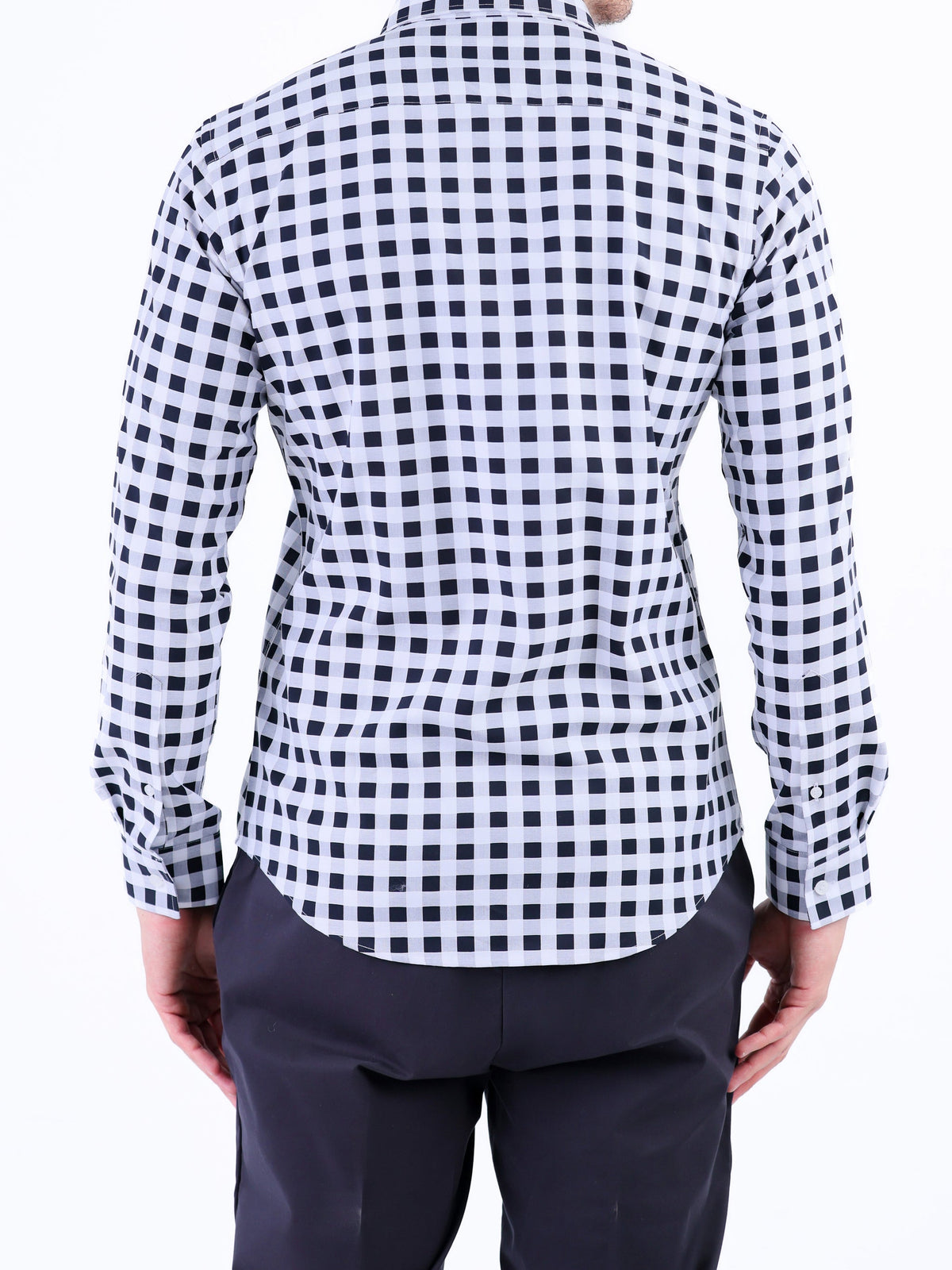 Semi Casual Micro Checks Slim Fit Shirt - Black
