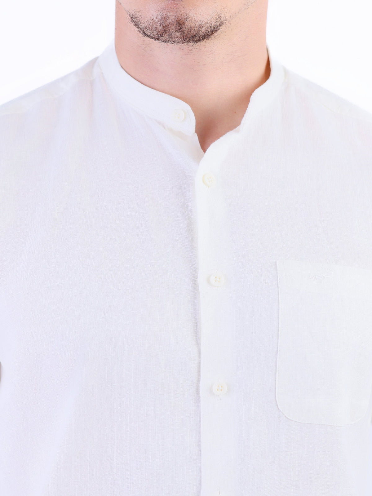 Linen Plain Slim Fit Shirt - White