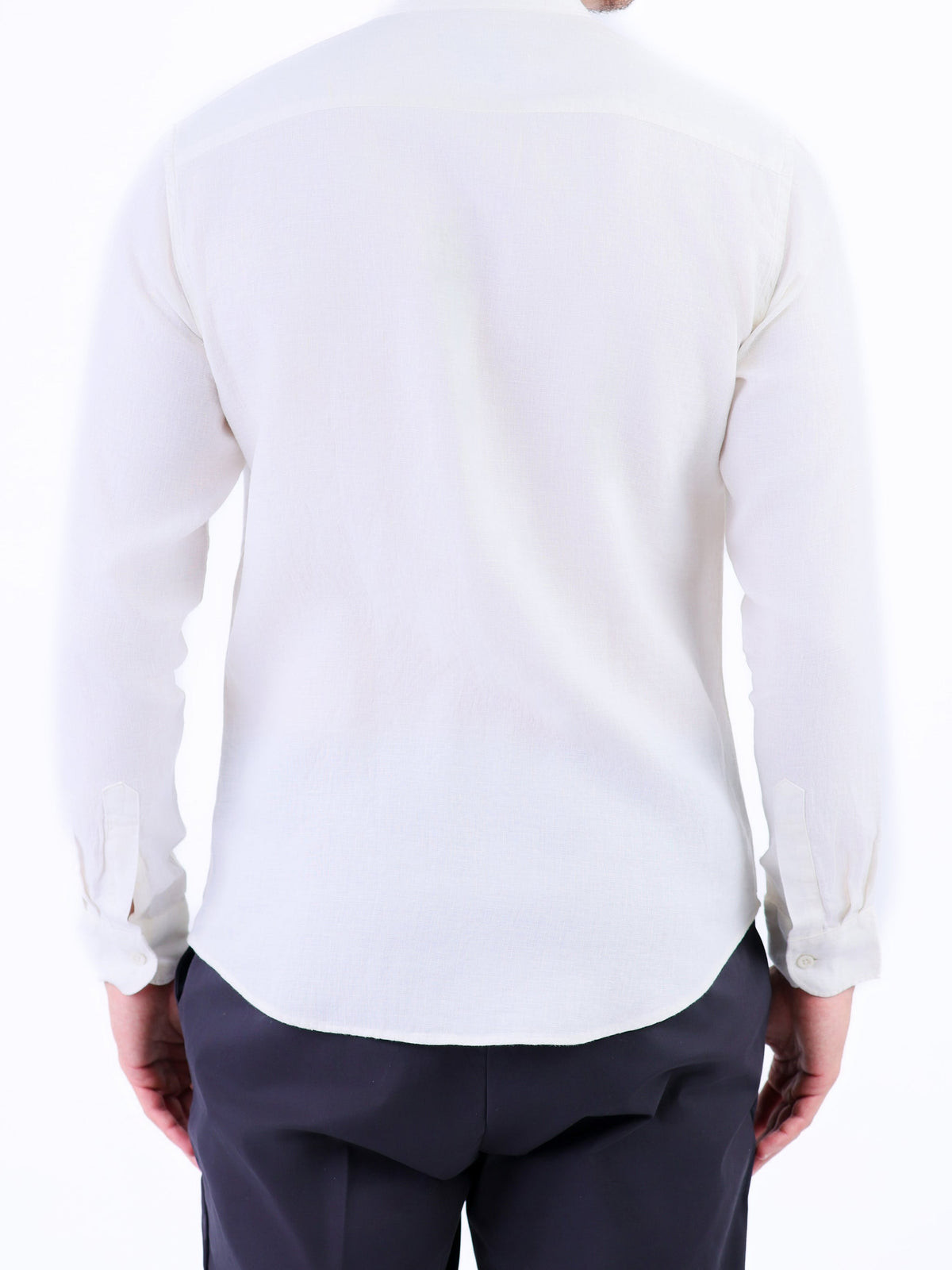 Linen Plain Slim Fit Shirt - White
