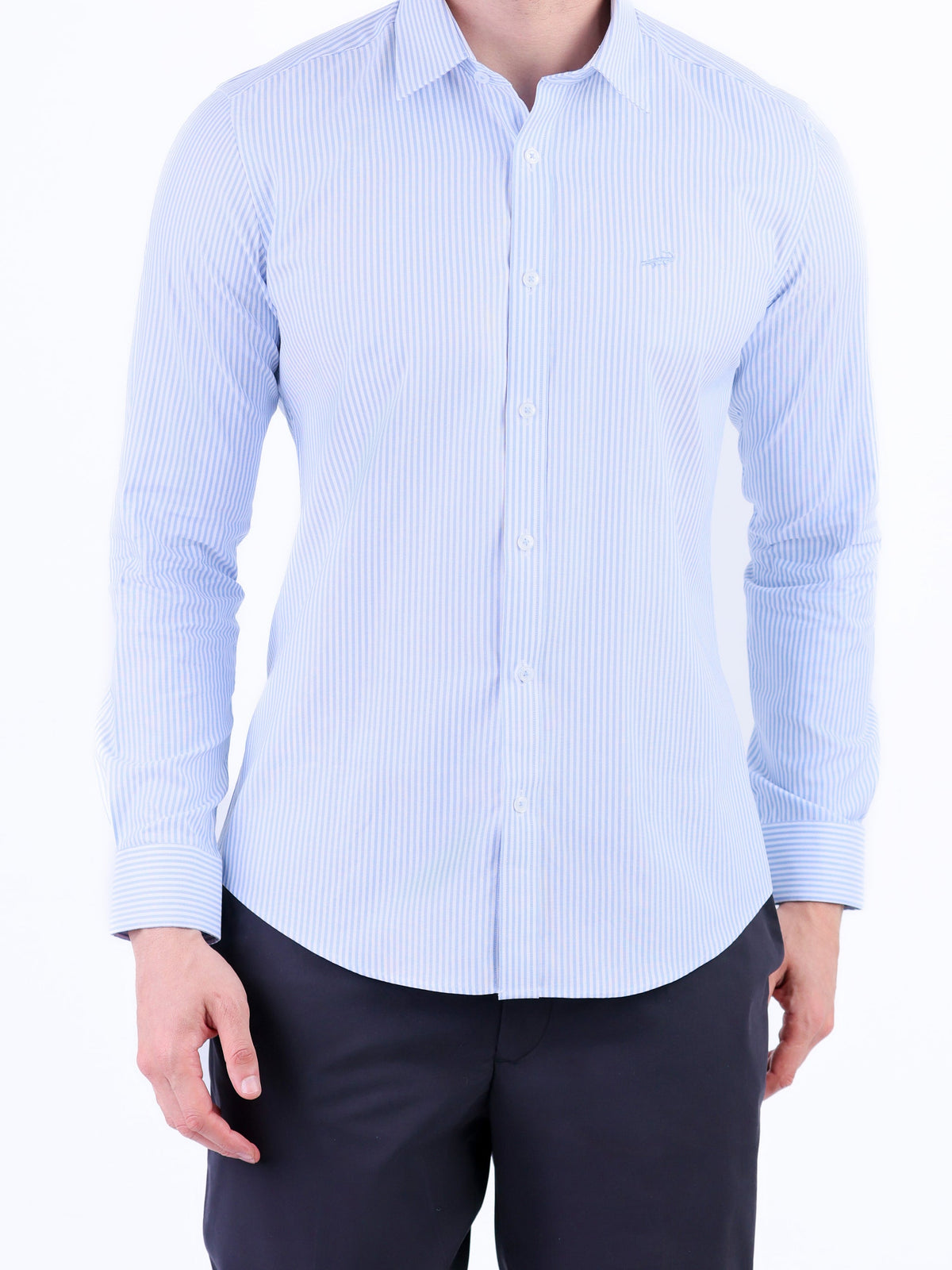 Semi Casual Stripe Slim Fit Shirt - Blue Yonder