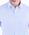 Semi Casual Stripe Slim Fit Shirt - Blue Yonder