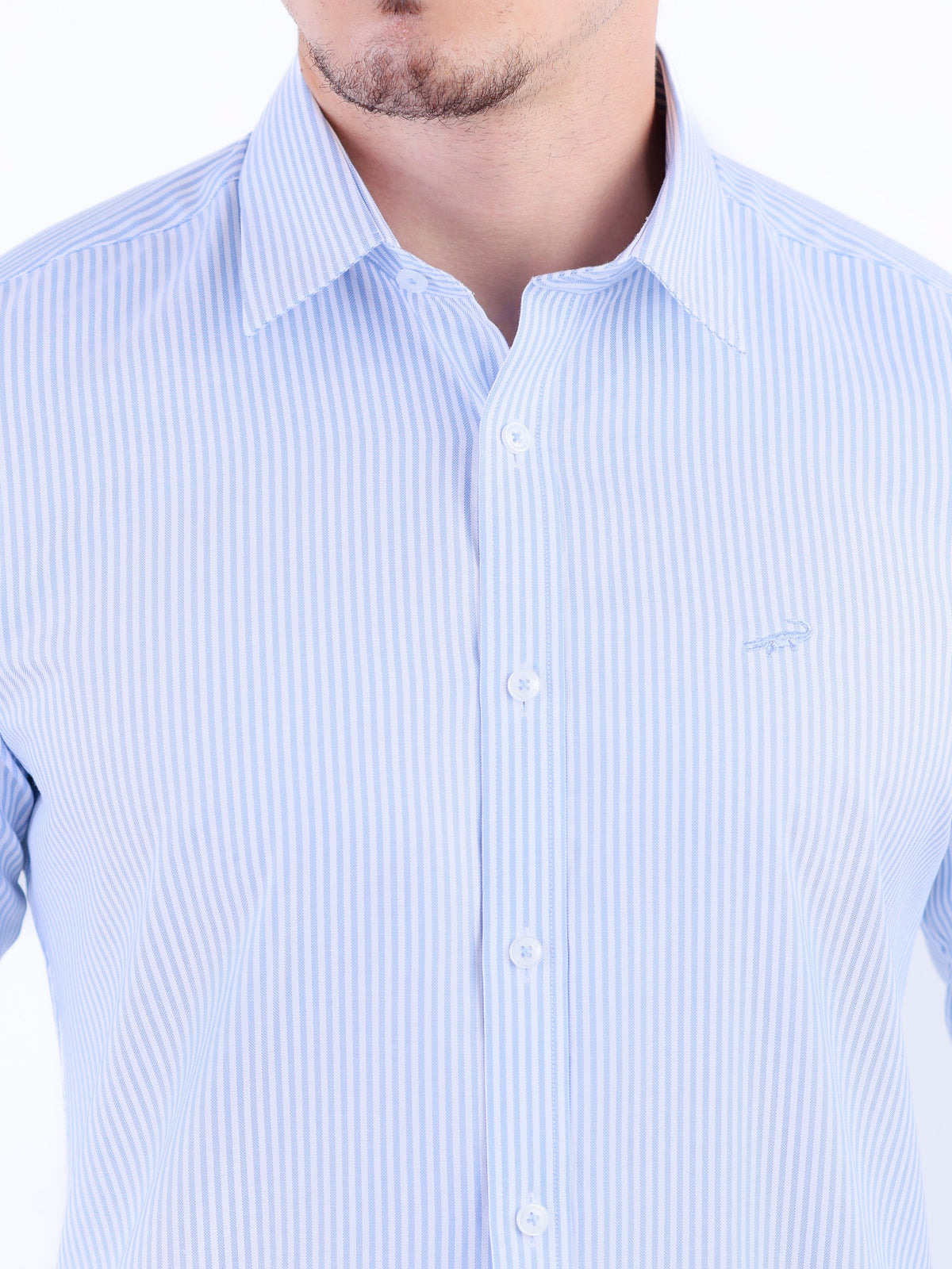 Semi Casual Stripe Slim Fit Shirt - Blue Yonder