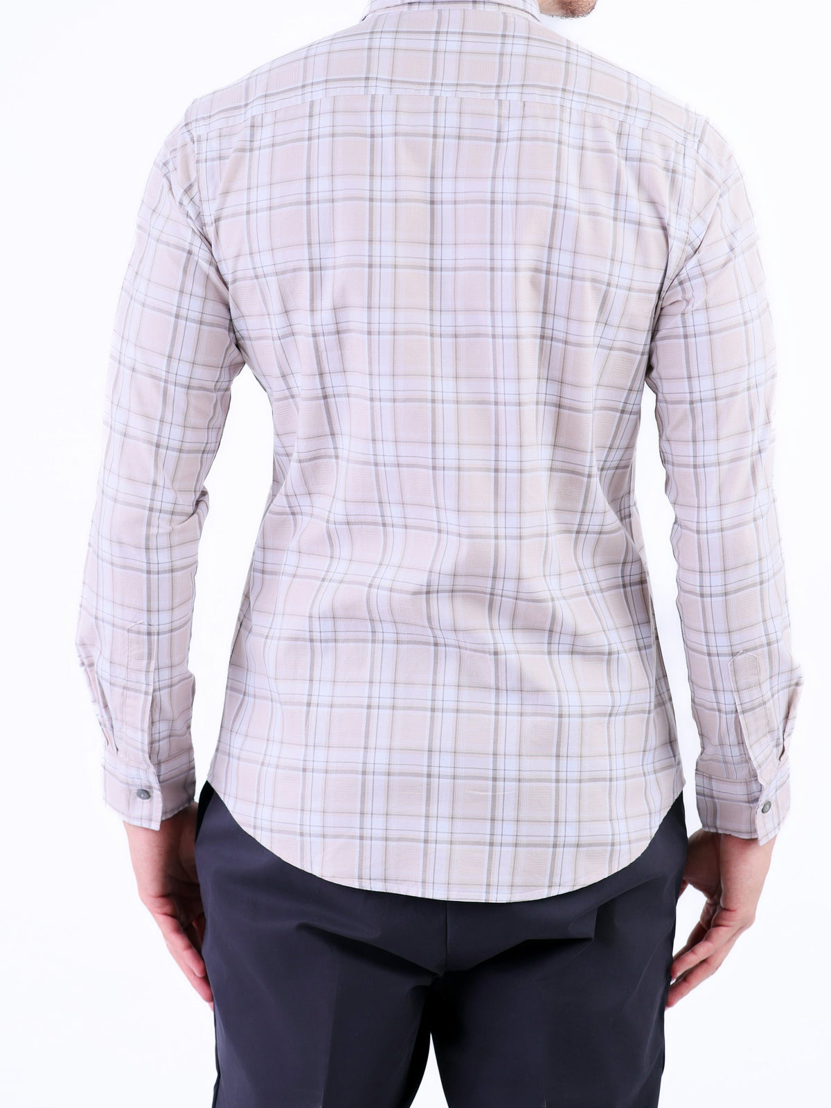 Semi Casual Checks Slim Fit Shirt - Brown Croissant