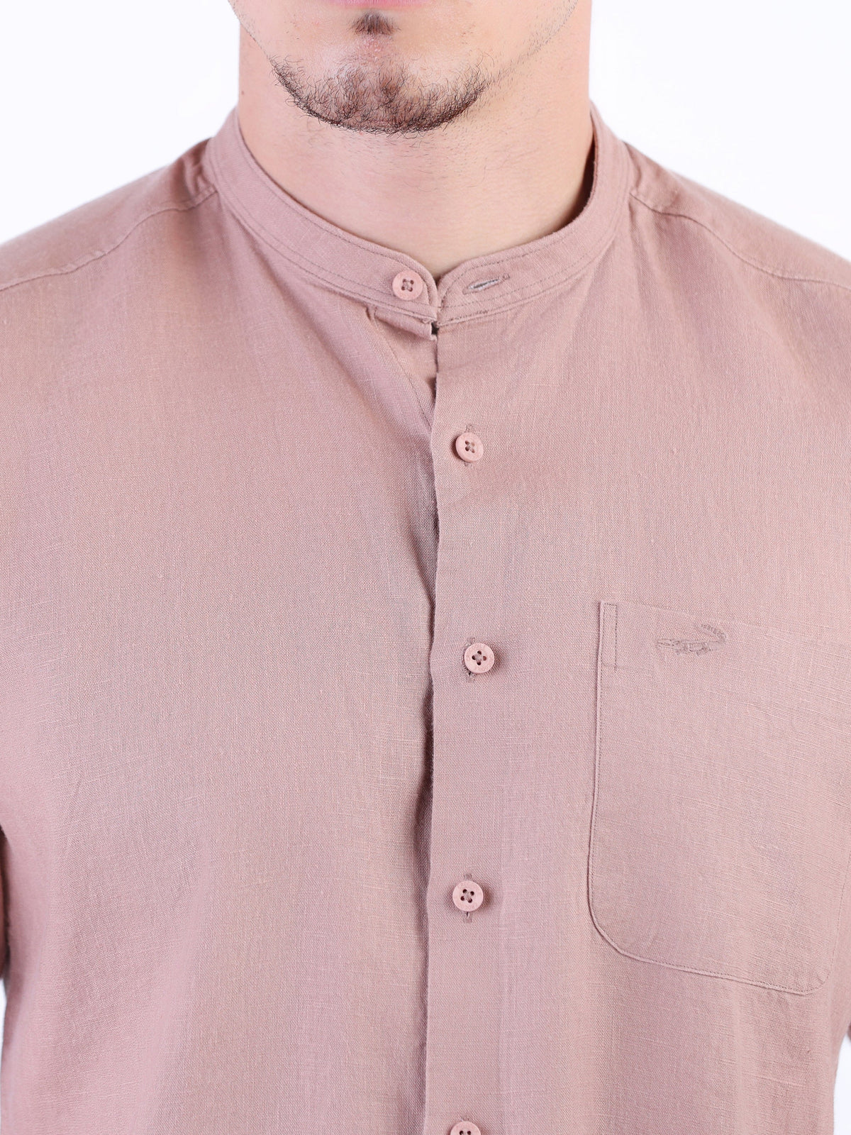 Linen Plain Slim Fit Shirt - Mahogany