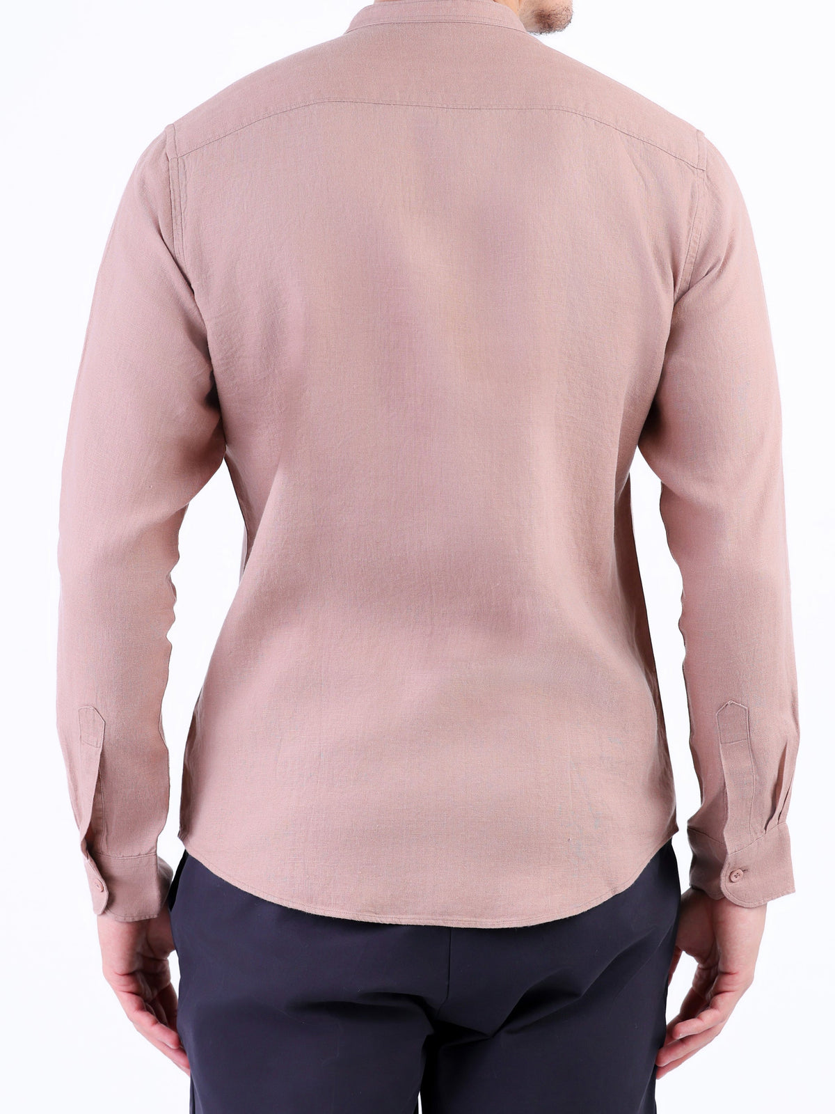 Linen Plain Slim Fit Shirt - Mahogany